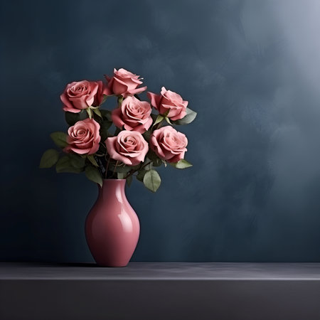 roses in a beautiful flower vase copy space, ai generative designの素材