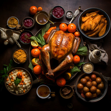 turkey thanksgiving dinner food, ai generative designの素材