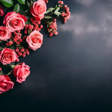 collection of pink roses background copy space, ai generative designの素材
