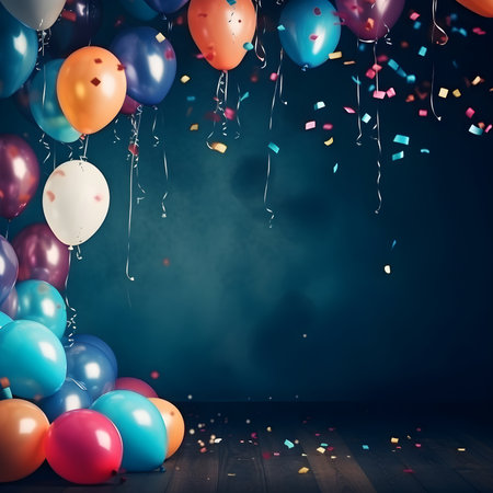 background of balloons and confetti copy space, ai generative designの素材