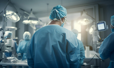 several surgeons in full dress in the operating room, ai generative designの素材