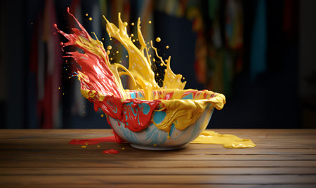 colorful paint mixed splash in a bowl, ai generative designの素材