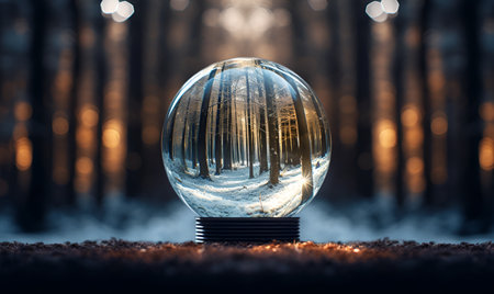 winter forest and trees in glass ball, ai generative designの素材