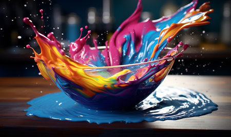 colorful paint mixed splash in a bowl, ai generative designの素材