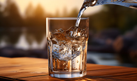 pure water poured into a glass, ai generative designの素材