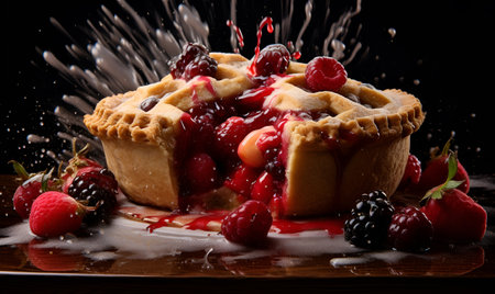 sliced berry pie close up, ai generative designの素材