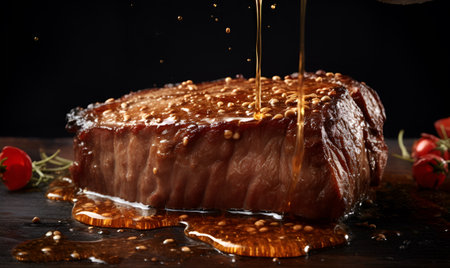 delicious looking steak with smoke, ai generative designの素材
