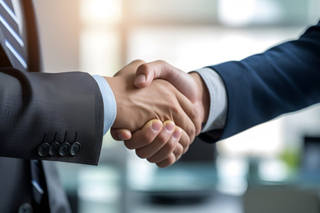 two business people shaking hands in deal office, ai generative designの素材