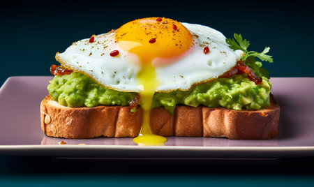 macro sunny side up egg sandwich, ai generative designの素材