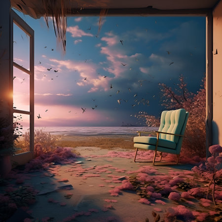 loneliness and solitude concept illustration, ai generative designの素材