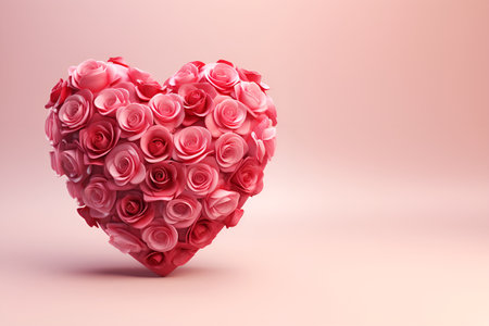 heart shaped rose flower blank space white background, ai generative designの素材
