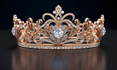 macro of queen crown with diamond decoration, ai generative designの素材