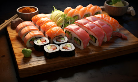 various sushi japanese food macro, ai generative designの素材