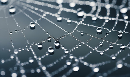 water droplets on spider web, generative ai designの素材