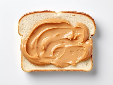 white bread with peanut butter view from above, ai generative designの素材