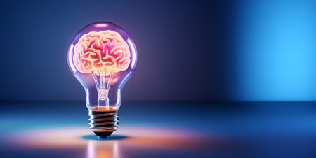 brain in lamp idea concept blank space, ai generative designの素材