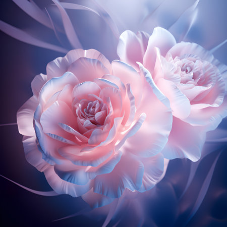 white rose flower macro with neon light, ai generative designの素材