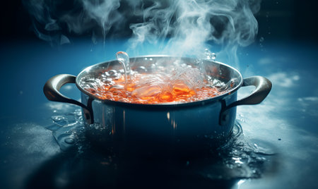 boiling water in pots and kettles, generative ai designの素材