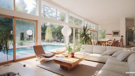 minimalist modern Scandinavian house interior, ai generative designの素材