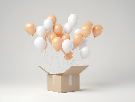 balloons coming out of a cardboard box blank space, ai generative designの素材