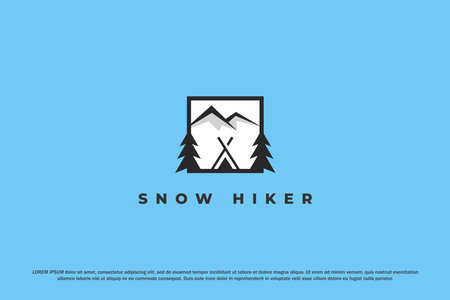 logo mountain and forest in frame designのイラスト素材