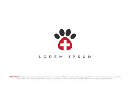 logo pet paw medical cross vet designのイラスト素材