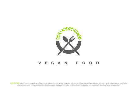 logo restaurant nature vegan food designのイラスト素材