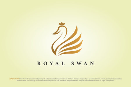 logo golden swan royal crown designのイラスト素材