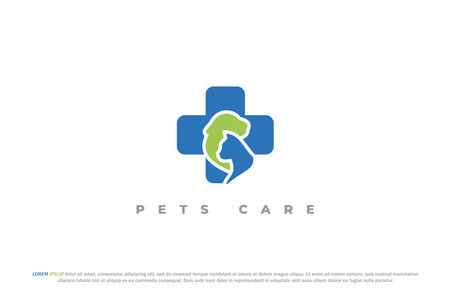 logo dog and cat silhouette medical designのイラスト素材