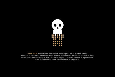 logo skull head and fort letter a designのイラスト素材