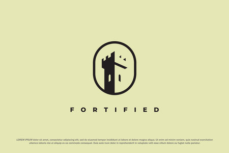 logo circle fort shield castle silhouette designのイラスト素材