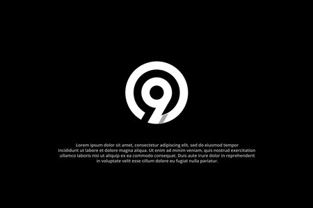logo monogram nine and circle designのイラスト素材