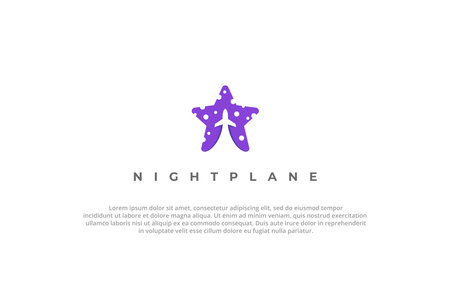 logo star plane travel night designのイラスト素材