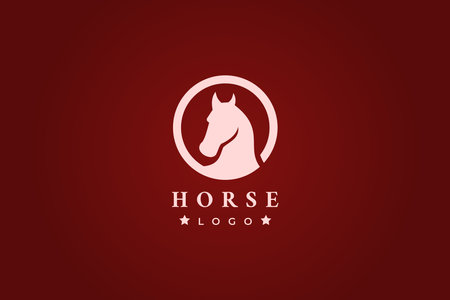 logo circle horse head silhouette designのイラスト素材