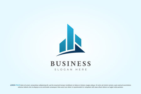 logo business building and arrow designのイラスト素材
