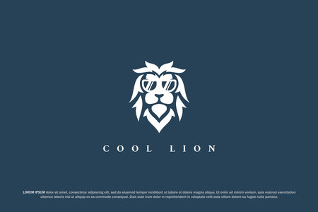 logo cool lion head silhouette sunglasses designのイラスト素材