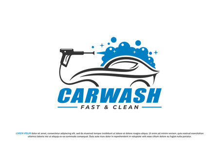 car wash logo bubble foam steam design water gun sprayのイラスト素材