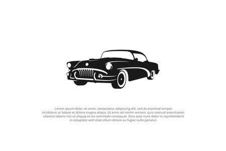 logo retro car classing american vehicle silhouette designのイラスト素材