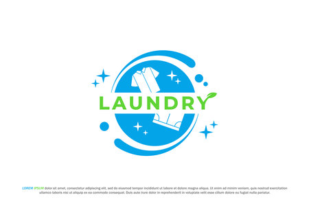 logo circle laundry clothes swoosh sparkle bubble designのイラスト素材