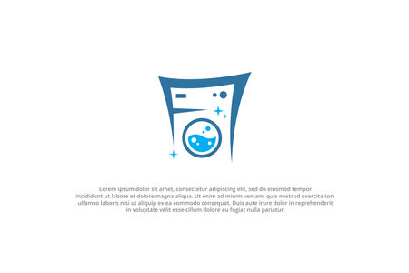 logo laundry washing machine modern bubble blue designのイラスト素材