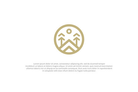 logo house line art vintage circleのイラスト素材