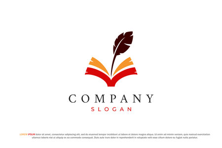 logo book and quill feather knowledge educationのイラスト素材