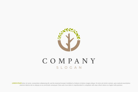 logo letter o tree leafのイラスト素材