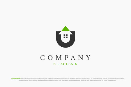 logo letter u house tree green ecoのイラスト素材