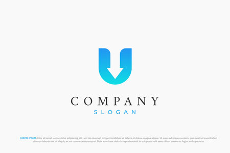logo letter u down arrow download uploadのイラスト素材
