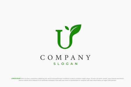 logo letter u leaf green natureのイラスト素材
