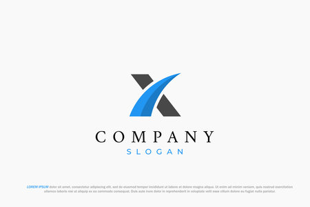logo letter x blue wave business abstractのイラスト素材