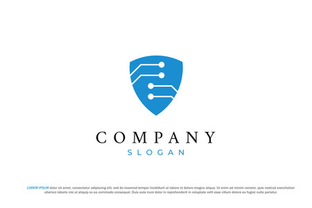 Shield Technology Logo Design Vector Template. Security, Protection, Privacy, Logos Designs Conceptのイラスト素材