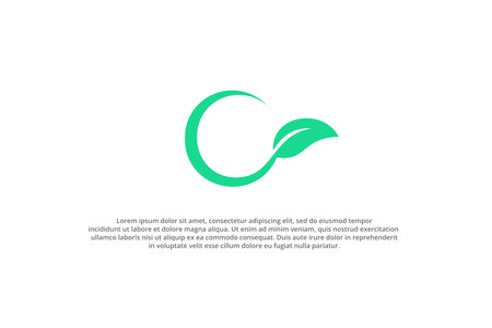 Letter C Green Leaf Logo Design Vector Template. Ecology Nature Logotype Conceptのイラスト素材