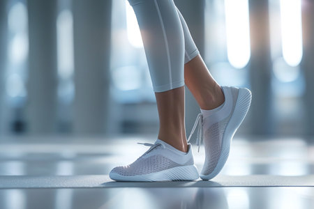 ai generative beauty leg wearing sneakers for exercise outdoor graphicの素材